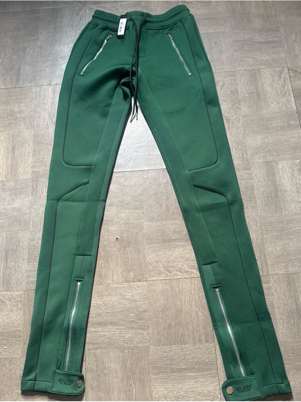 Milano Deep Green Zip-Front Jogger Pants